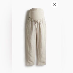 Women's Beige Linen Blend Maternity Pants